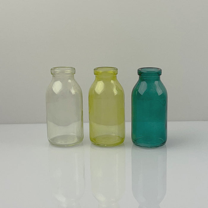 בקבוקי זכוכית אמבר בגווני ירוק - 3 יחידות