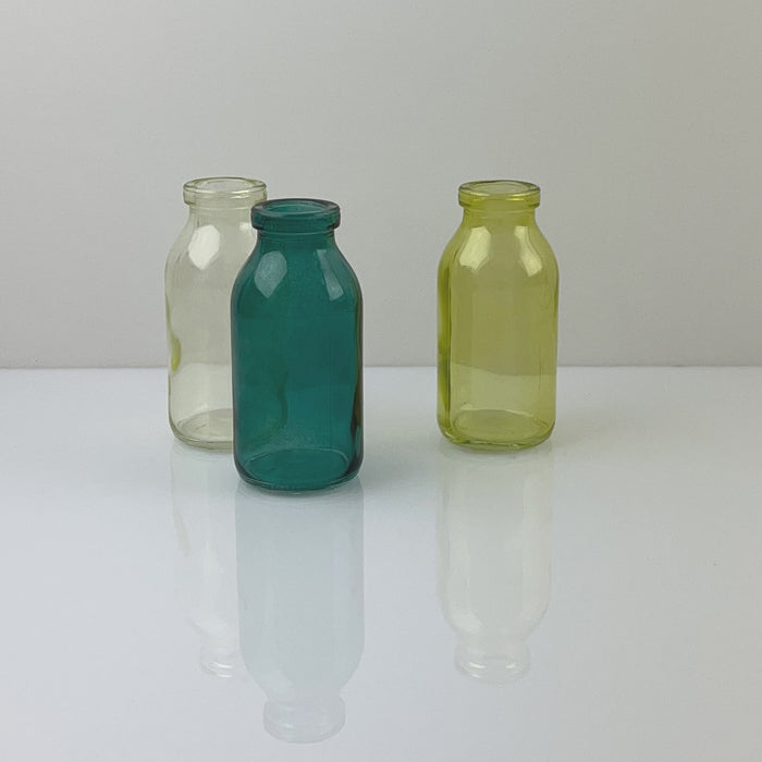 בקבוקי זכוכית אמבר בגווני ירוק - 3 יחידות